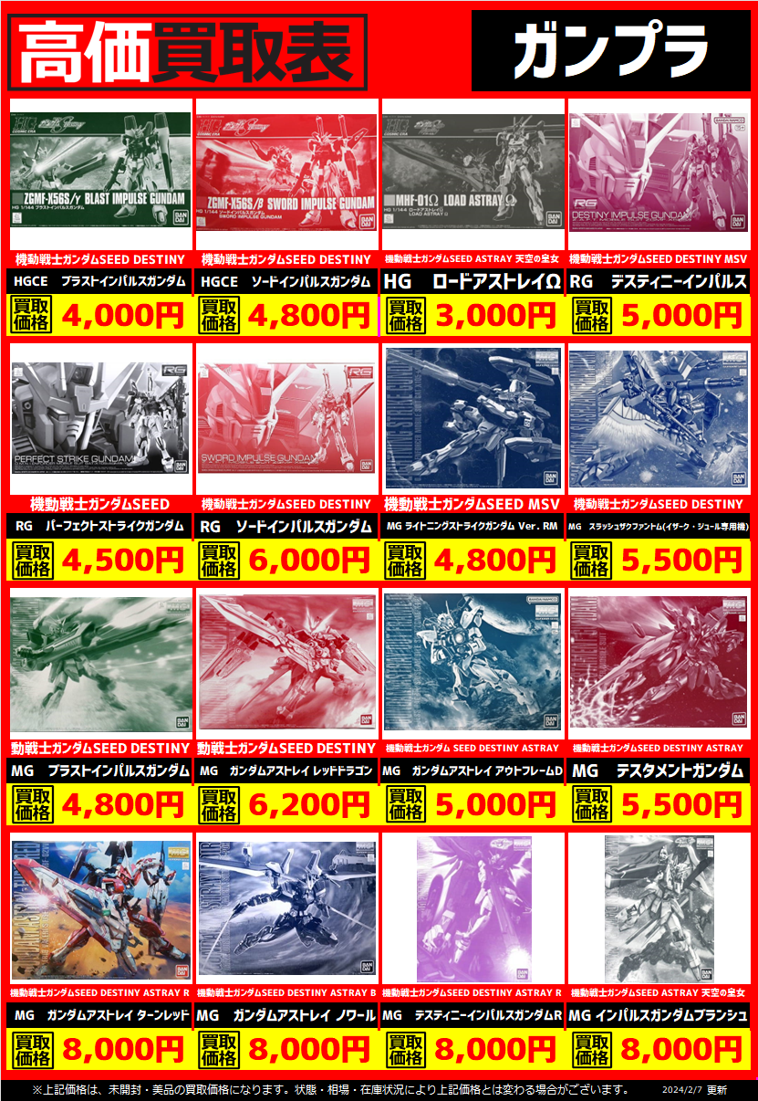 ガンプラ高価表展開中です！ | トレカ、マンガ、フィギュア、ホビー
