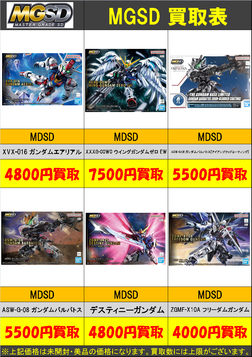 MGSD ガンプラ 買取表 今渡店 | トレカ、マンガ、フィギュア、ホビー