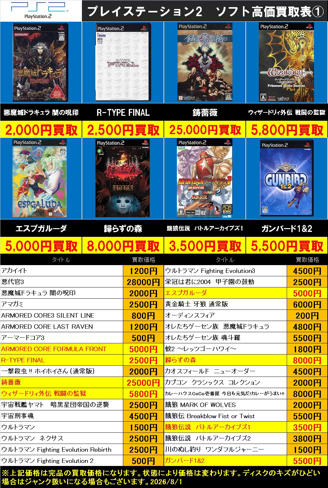PS2ソフトの高価表を更新しました！ | トレカ、マンガ、フィギュア