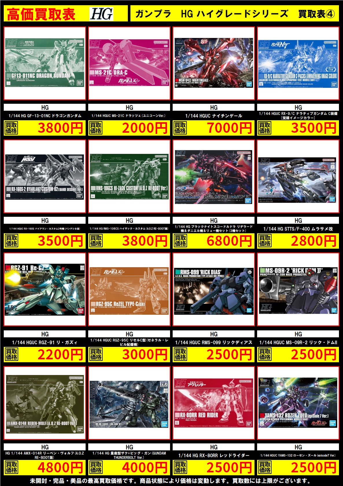 HG】ガンプラ高価買取リスト更新しました！ | トレカ、マンガ