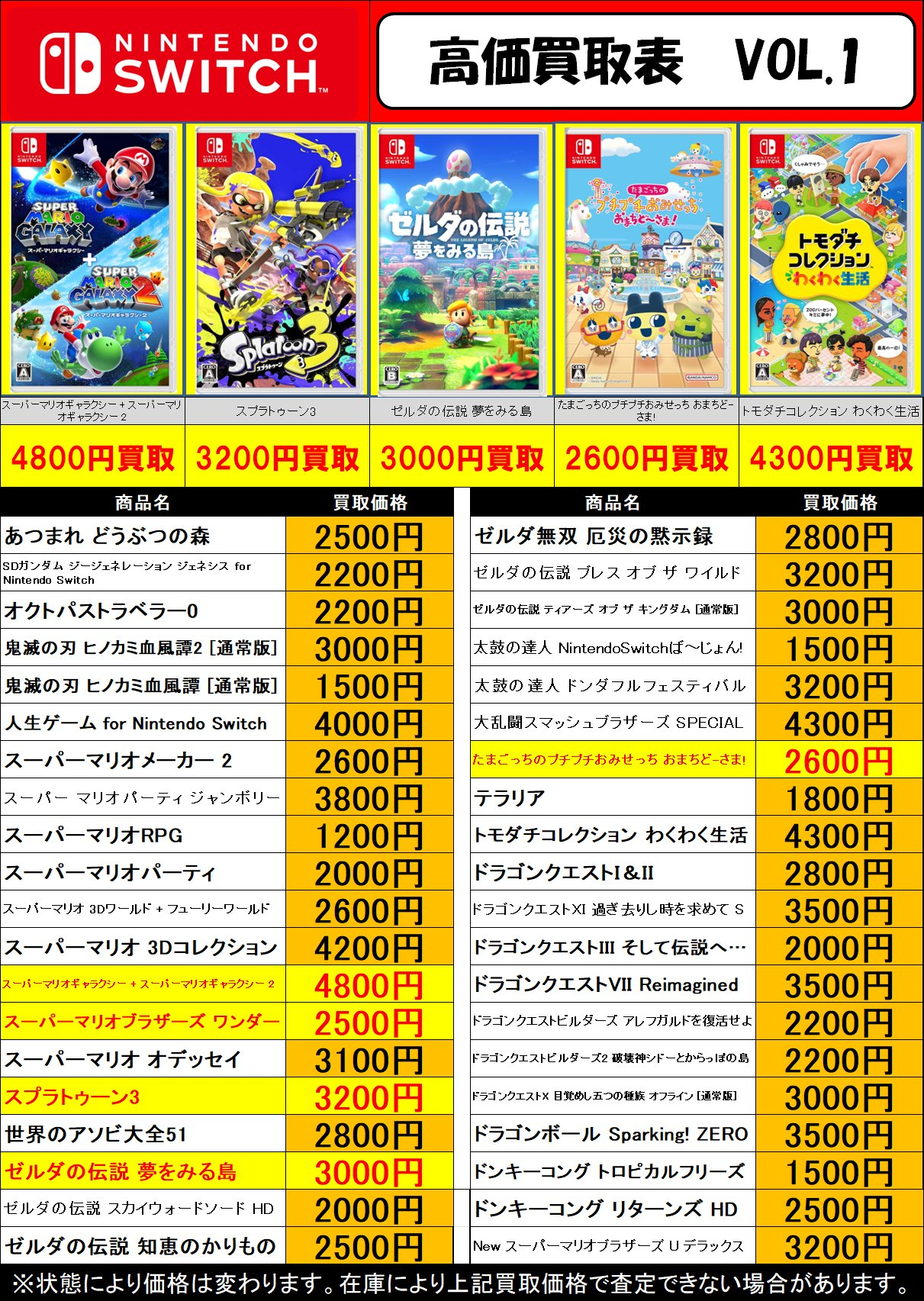 2026.10.07時点】Switchソフトの高価表を更新しました！ | トレカ